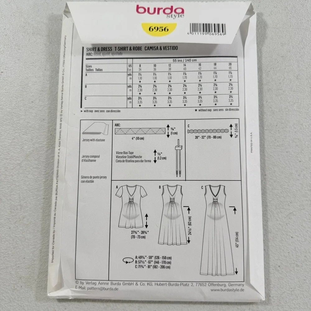 Burda 6956 Super Easy Sewing Pattern Maternity‎ Dress Top Shirt Size 8-20 Uncut